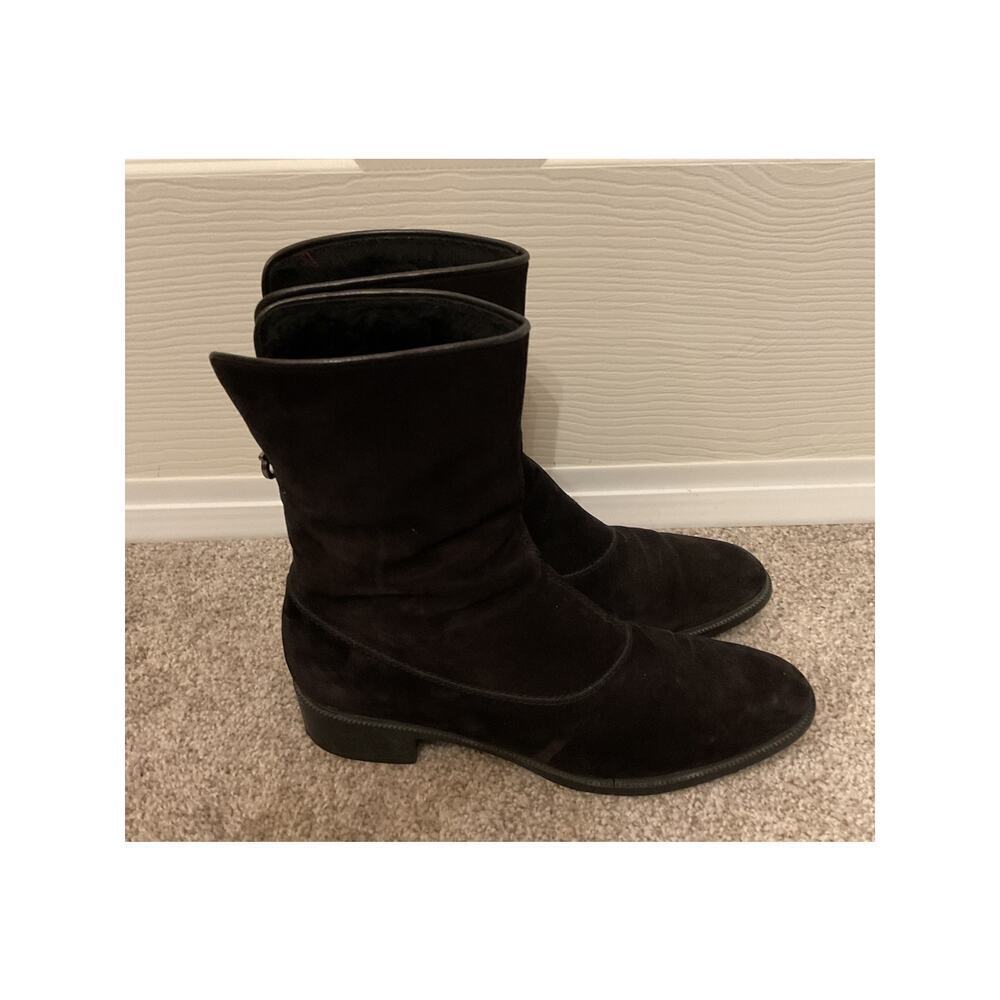 J/Slides Black Leather Rubber Sole Platform W's Riley Chelsea Boot, 6 - Picture 5 of 11